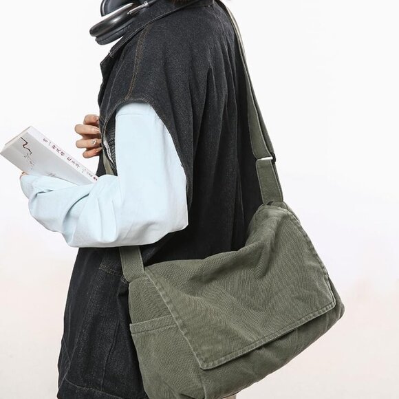 Vintage Canvas Messenger Bag for Unisex - 15 - Picture 4 of 6